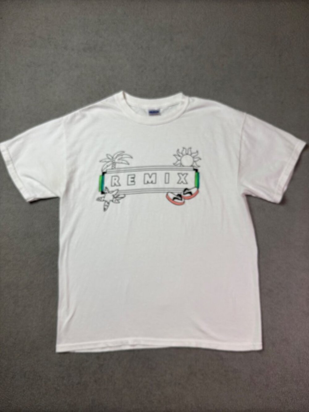 Gildan Remix Color Your Own T Shirt White Beach Graphic Marker Art Men's Large